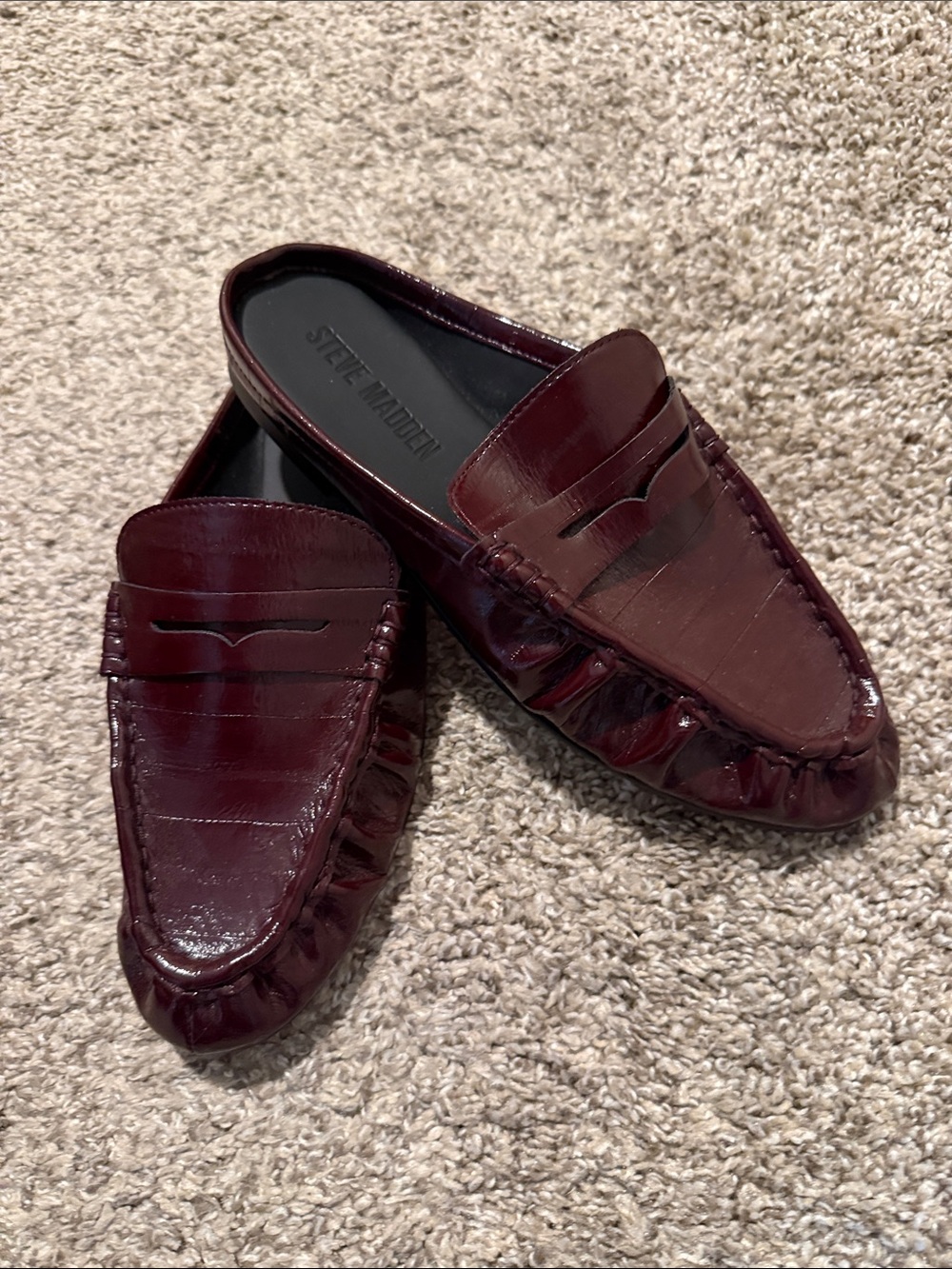 Steve Madden Women's Burgundy Patent Penny Loafers